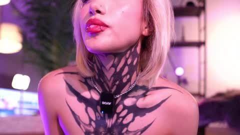 Snapshot of goth_dolll chatting on 12-14-24, 09:45 sophie Special celebration a the beach 300k followers 3011 and 0112 online show from 12-14-24, 09:45