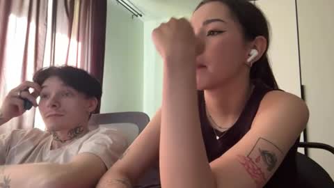 Snapshot of merrieflaggs chatting on 07-18-26, 03:38 Alex and Mila online show from 07-18-26, 03:38
