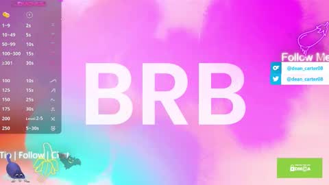 Snapshot of secret_sir chatting on 09-10-25, 10:32 Dean Carter online show from 09-10-25, 10:32