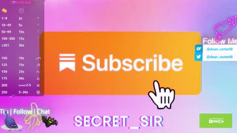 Snapshot of secret_sir chatting on 09-17-25, 10:33 Dean Carter online show from 09-17-25, 10:33