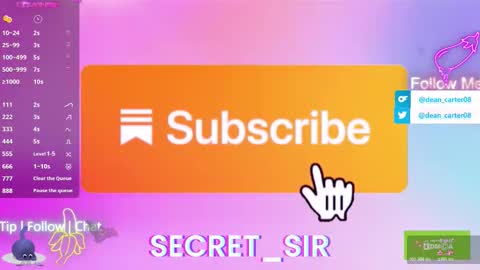 Snapshot of secret_sir chatting on 10-19-25, 10:21 Dean Carter online show from 10-19-25, 10:21